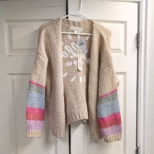 Saltwater Luxe Chunky Knit Hello Sunshine Embroidered Cardigan